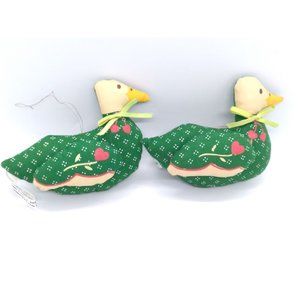 Two vintage 1985 handcrafted Kurt S Adler Fabric Geese christmas Ornaments